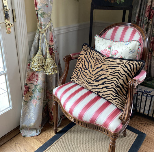 Velvet Bengal Tiger Stripe 12 x 22 Decorative Pillow includes Down/Feather Insert