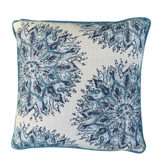 Robshaw Palapa Turquoise  Hand Block 18 X 18 Decorative Square Pillow with Down Feather Insert