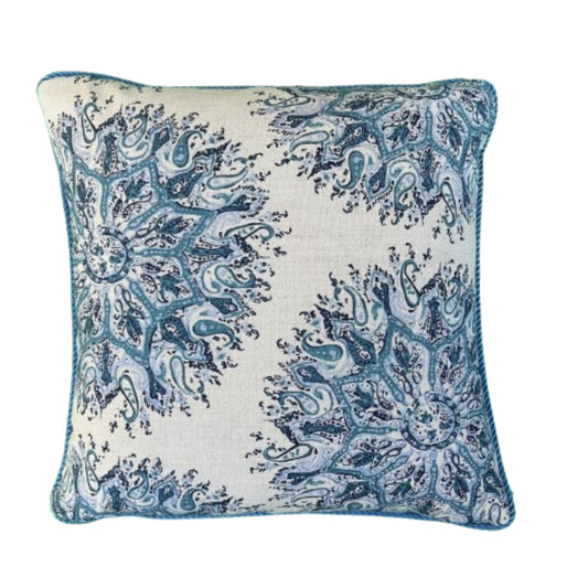 Robshaw Palapa Turquoise  Hand Block 18 X 18 Decorative Square Pillow with Down Feather Insert