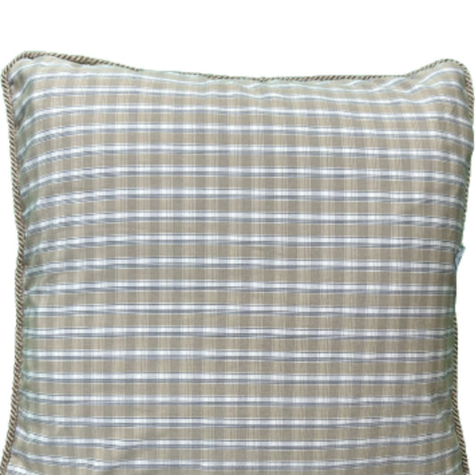 Garden Gazebo Petite Aqua with Plaid 14 X 14 Decorative Pillow with Down Feather Insert