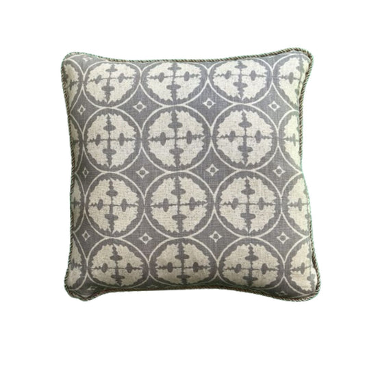 Kala Hand Screened Geometric Reversible Print 18 x 18 Designer Pillow with Down Feather Insert