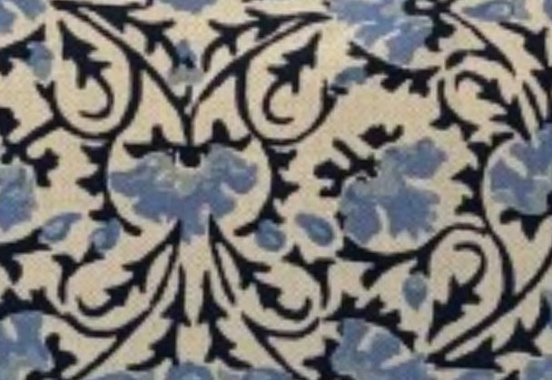 Robshaw Blue Flower & Vine Block Print 12 x 18 Decorative Pillow with Down/Feather Insert