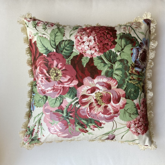 Rose Cumming Caroltta Classic Rose Floral 16 x 16 Square Decorative Pillow with Down Feather Insert NEW