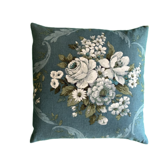 Sanderson Country House Moody Teal Floral 20 x 20 Decorative Pillow with Down/Feather Insert