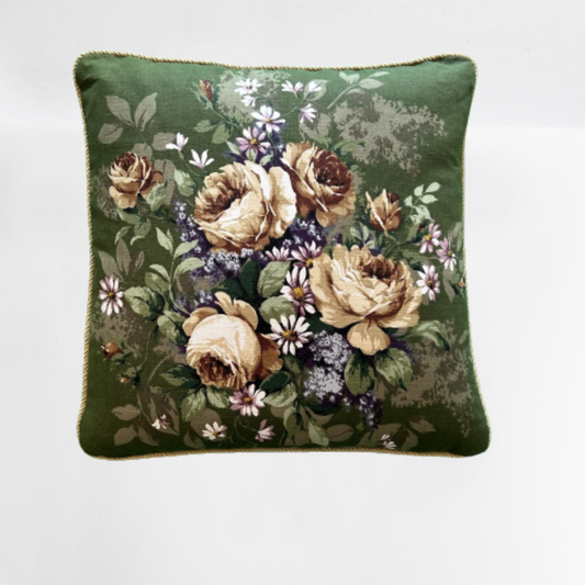 Sanderson Vintage Zephyr Green Floral Decorative 20 x 20 Pillow with Down/Feather Insert