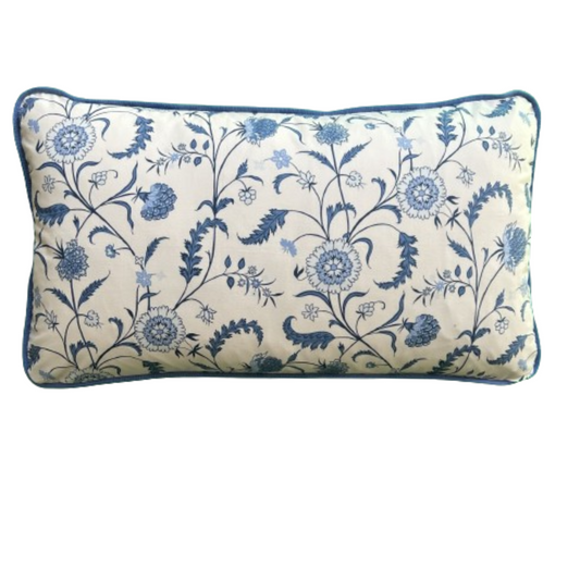 Sister Parish Titania Blue Floral Vine Decorative Rectangular Pillow 14 x 24 with Down Feather Insert NEW
