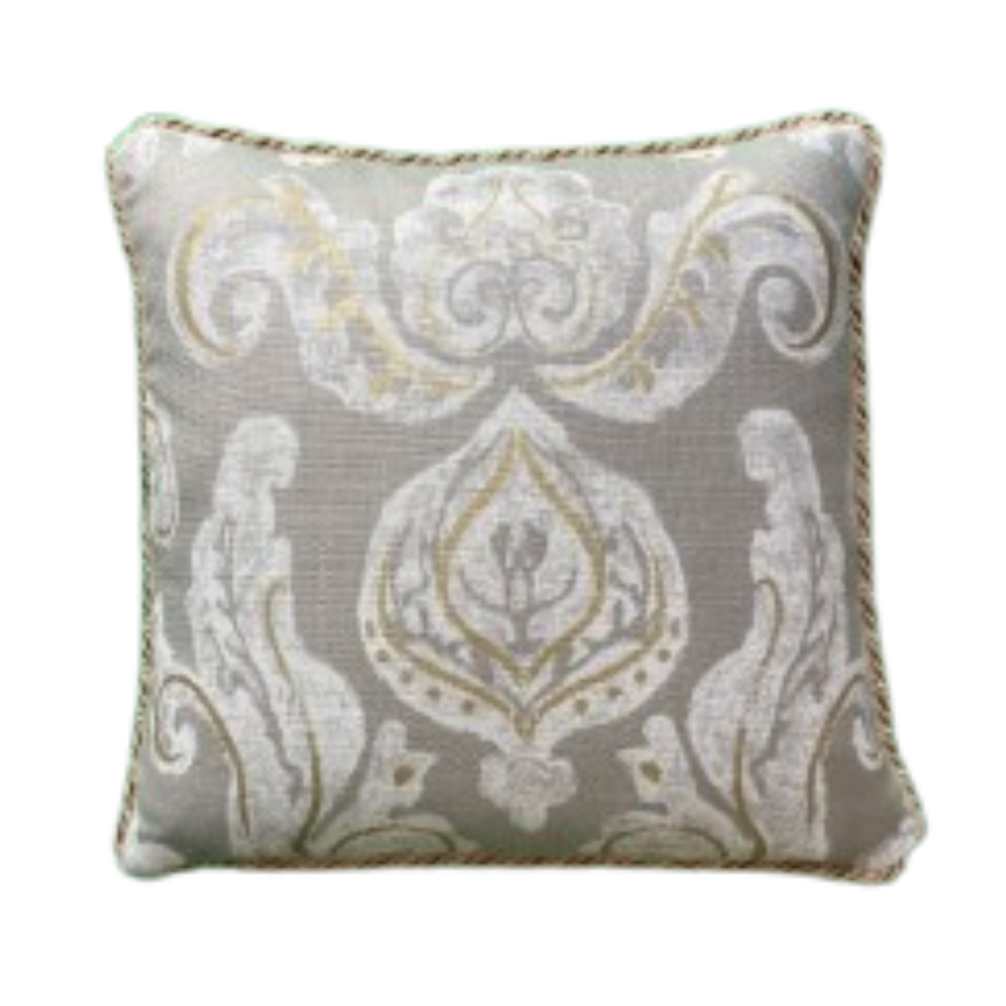 Brocatello Glam Damask 18 x 18 Square Designer Pillow with Down Feather Insert