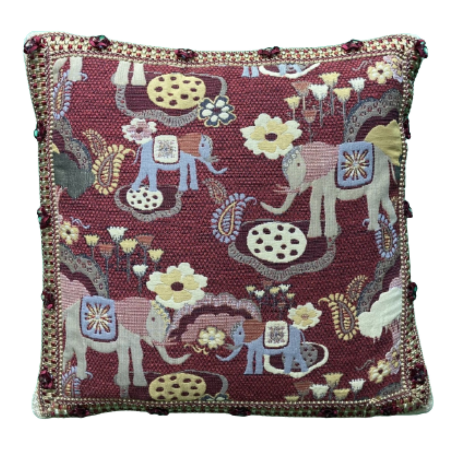 Maharaja Elephant 16 x 16 Square Decorative Pillow with Down Feather Insert