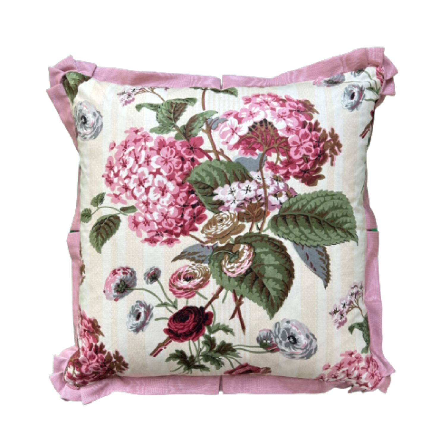 Colefax Pink Hydrangea 18 x 18 Square Decorative Pillow with Down Feather Insert