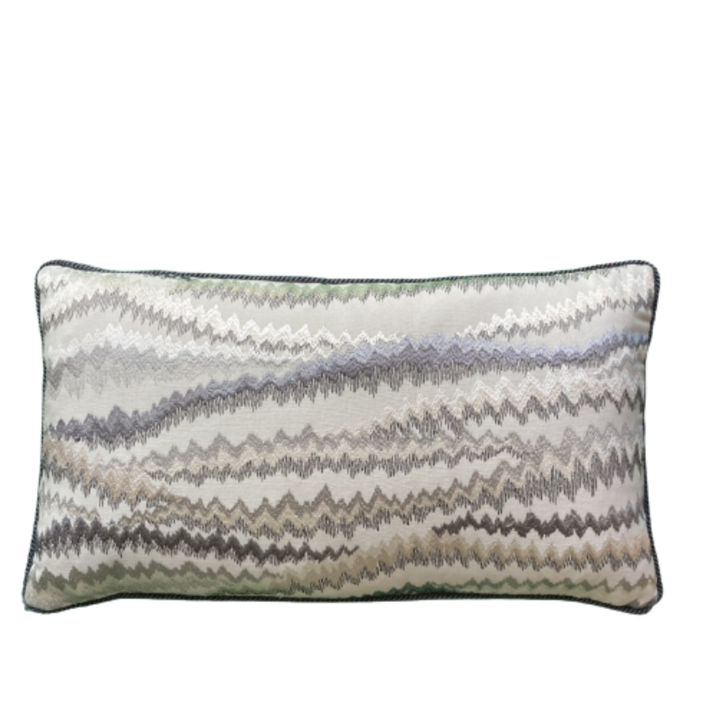 Zig Zag Shades of Grey 12 X 21 Rectangle Lumbar Designer Pillow with Down Feather Insert