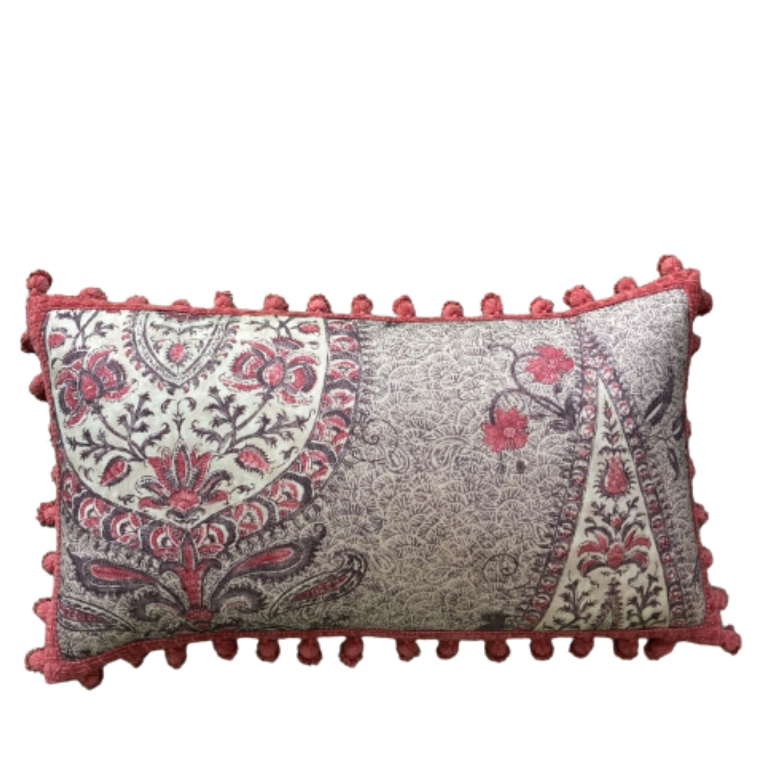 Koyari Crimson Wool Paisley from Zoffany 14 X 26 Rectangle Decorative Pillow with Down Feather Insert