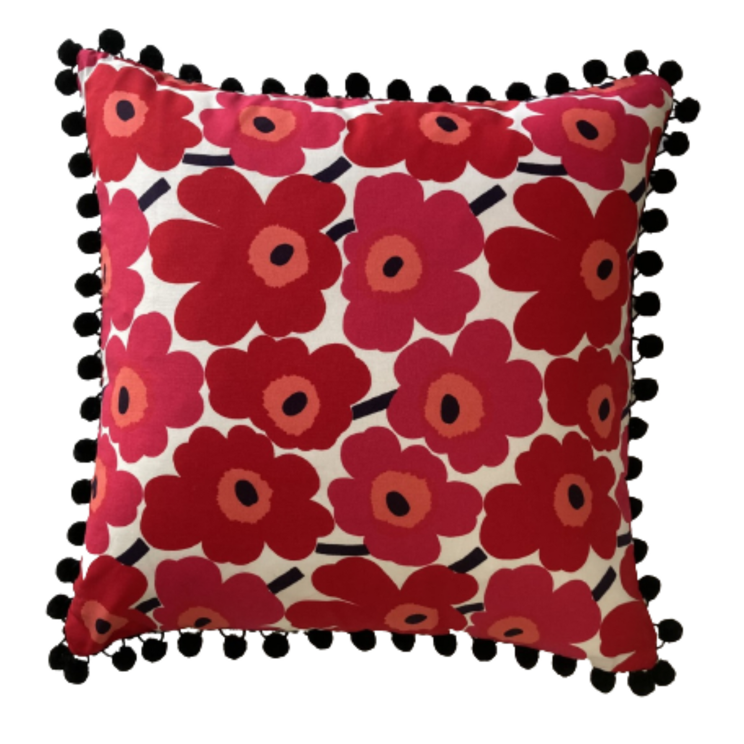 Marimekko Unikko Poppy 18 x 18 Square Decorative Pillow with Down Feather Insert