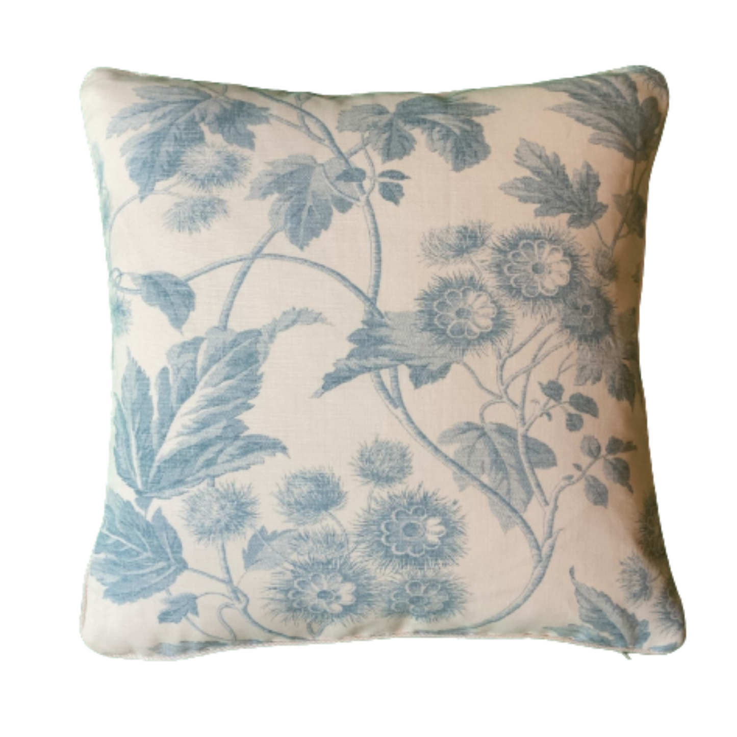 Virginia Summer Blue Toile Jane Churchill 20 x 20 Decorative Pillow with Down Feather Insert