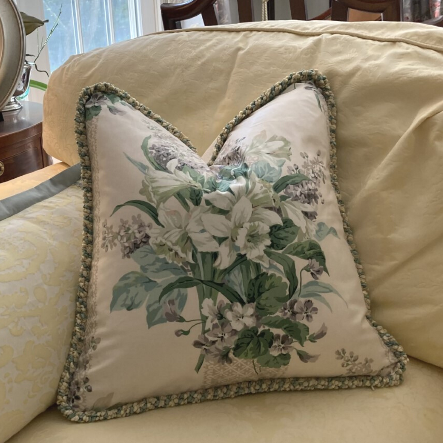 Wildflower Stripe by Jean Monro 16 x 16 Square Decorative Pillow with Down Feather Insert