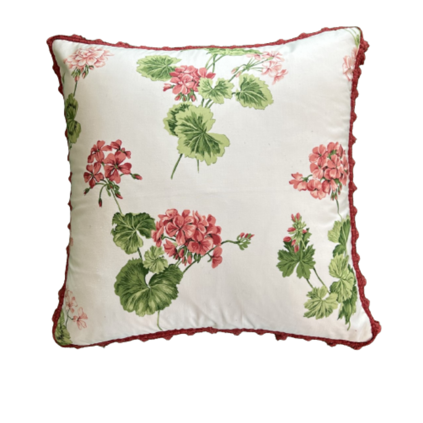 Red Geranium 22 x 22 Inches Decorative Designer Pillow with Down Feather Insert