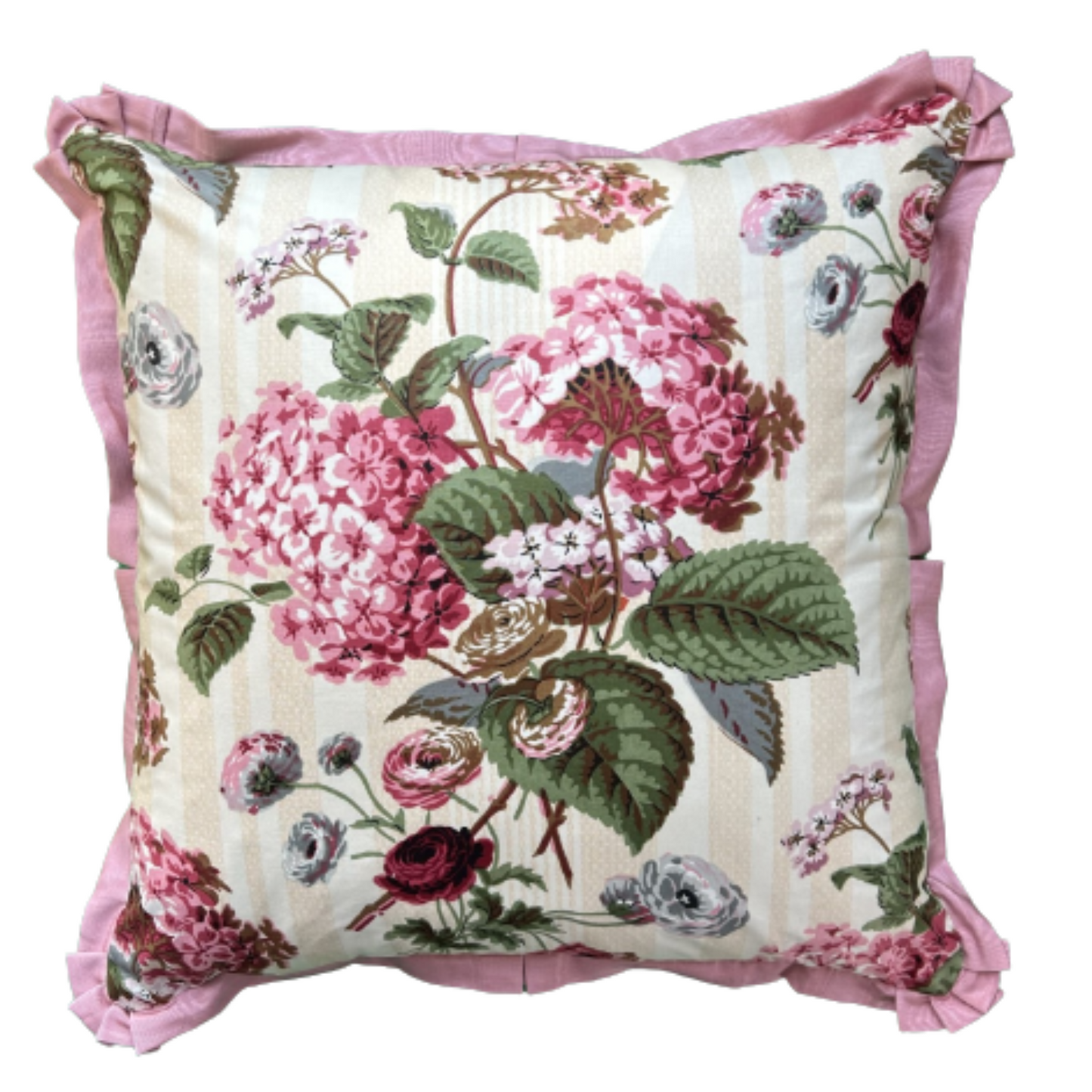 Colefax Pink Hydrangea 20 x 20 Square Decorative Pillow with Down Feather Insert