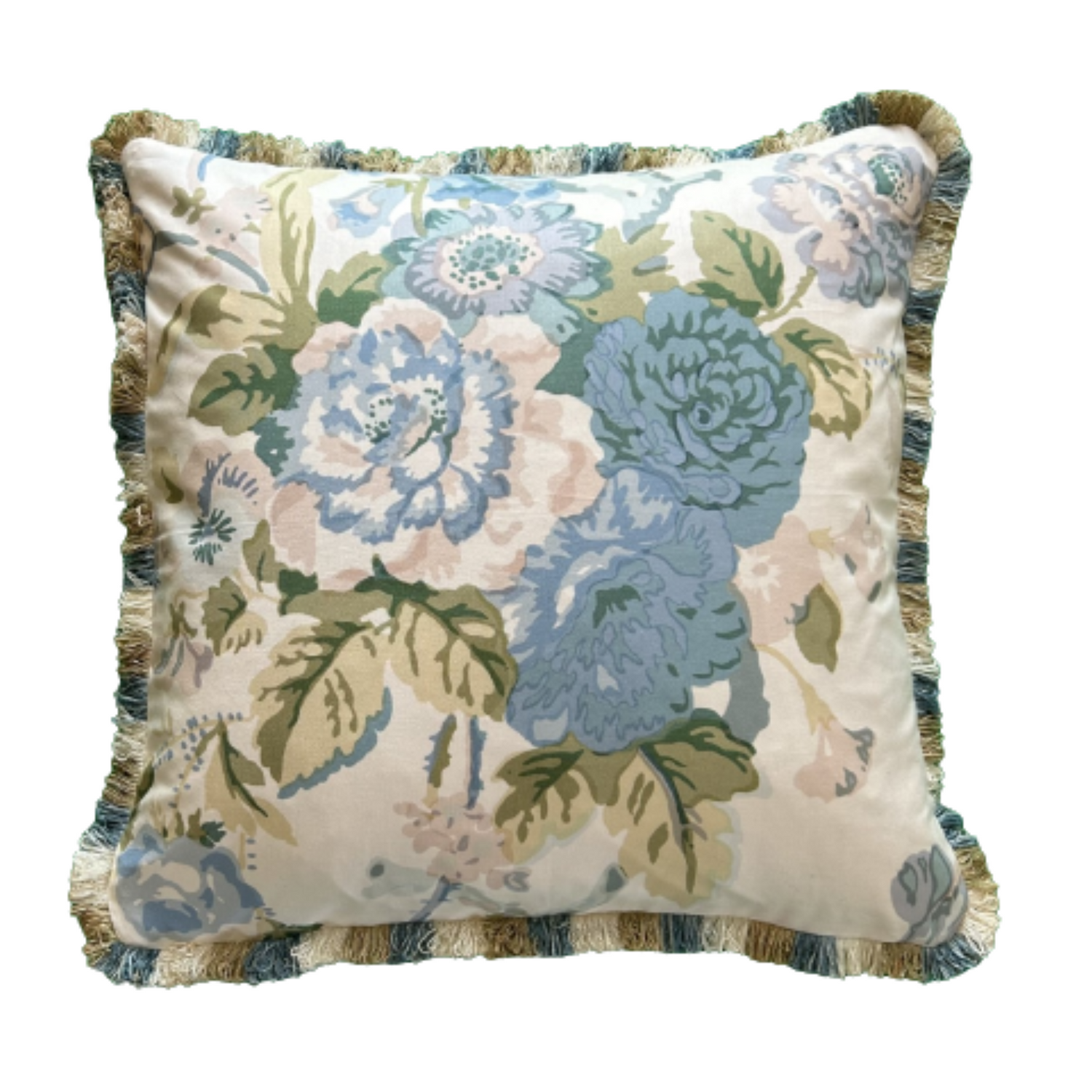Grenville Lee Jofa Chintz 16 x 16 Square Decorative Pillow with Down Feather Insert