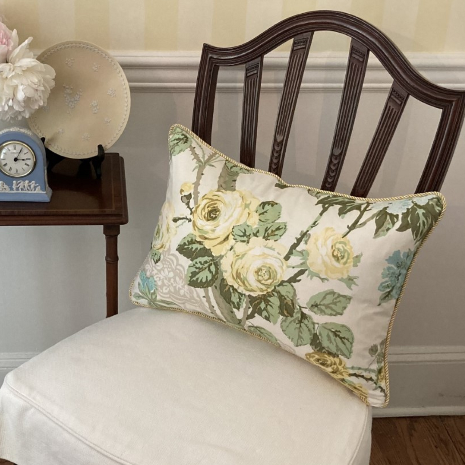 Yellow Roses 14 x 20 Inches Rectangle Lumbar Decorative Pillow with Down Feather Insert