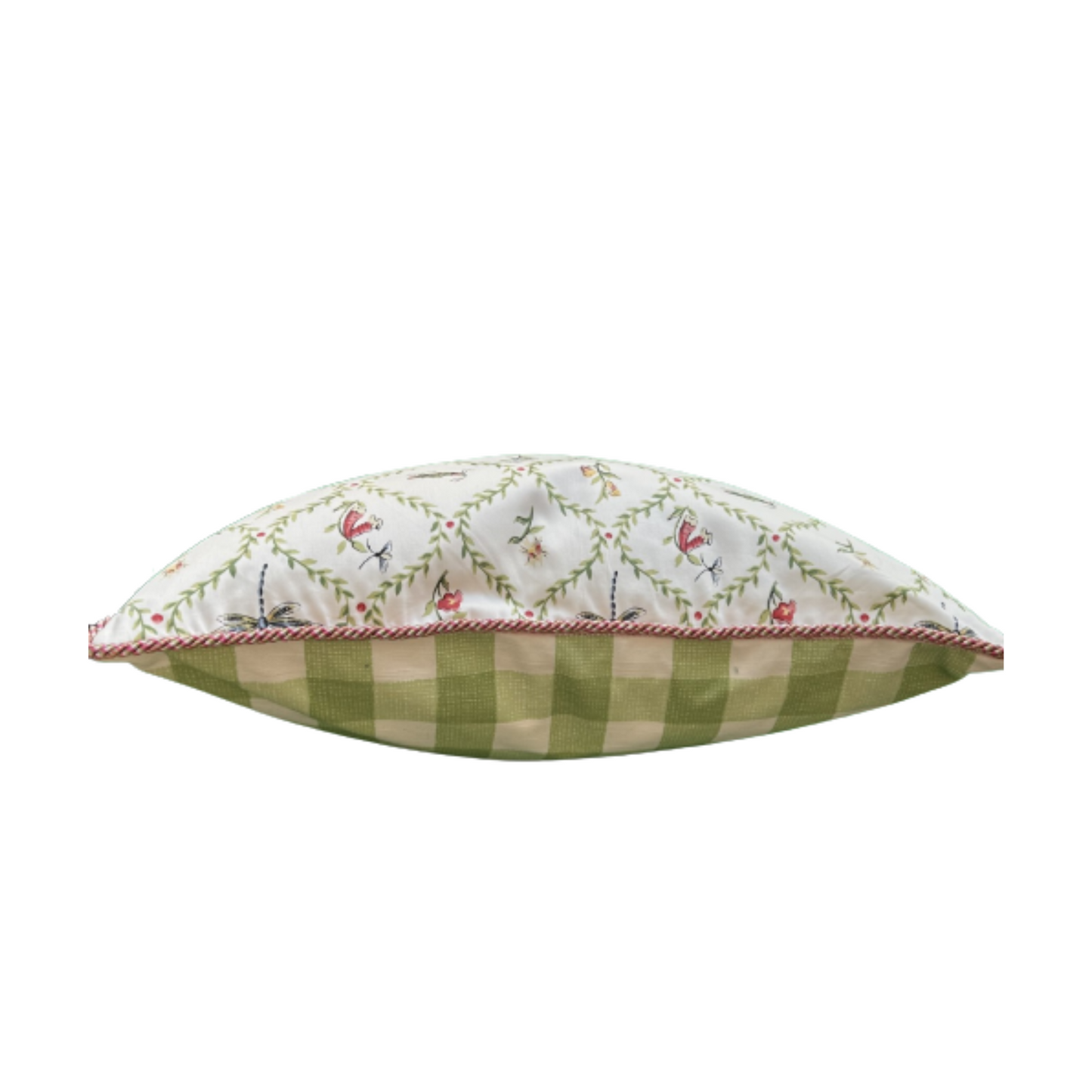 Charming Pink and Green Garden Bugs 24 x 24 Square Designer Pillow Front with Down Feather Insert