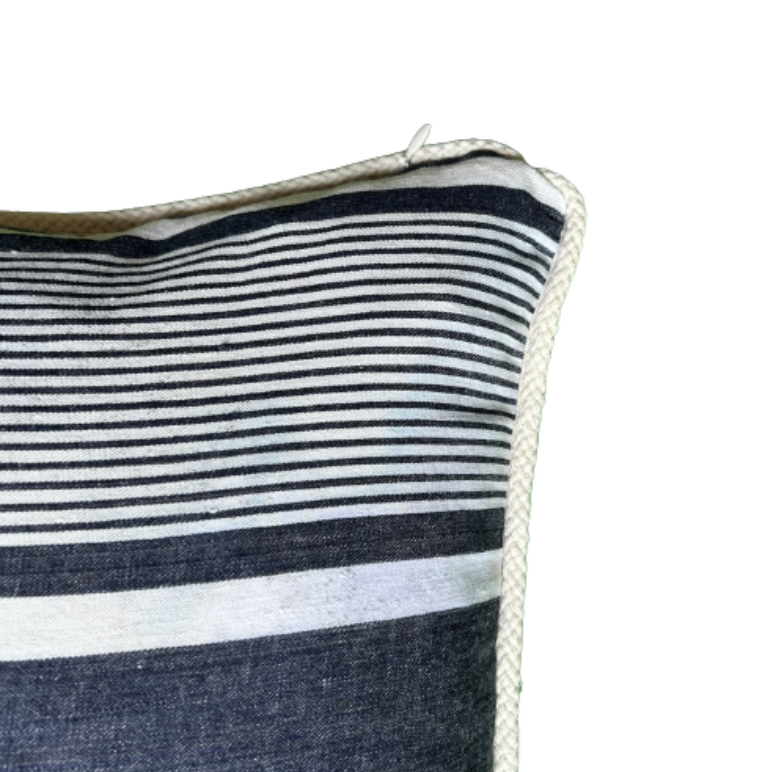 Antique Charcoal Blue Ticking Stripe 14x18 Decorative Pillow with Down Feather Insert