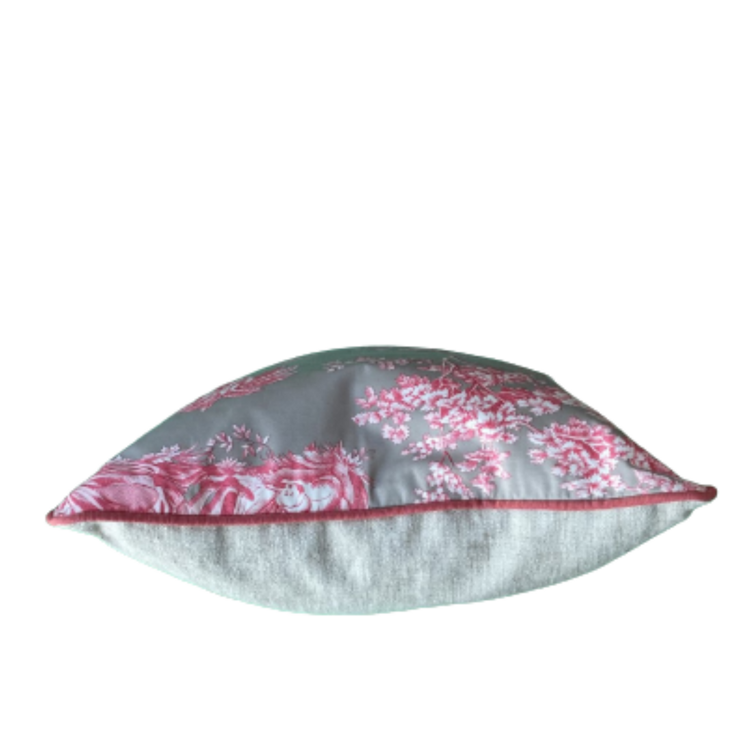 Manuel Canovas Elegant Cerise Toile 16 X 16 Square Designer Pillow with Down Feather Insert