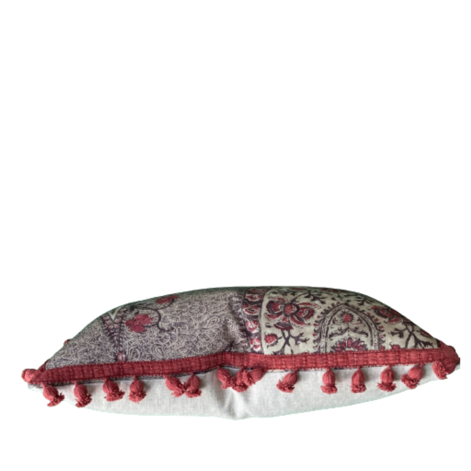 Koyari Crimson Wool Paisley from Zoffany 14 X 26 Rectangle Decorative Pillow with Down Feather Insert