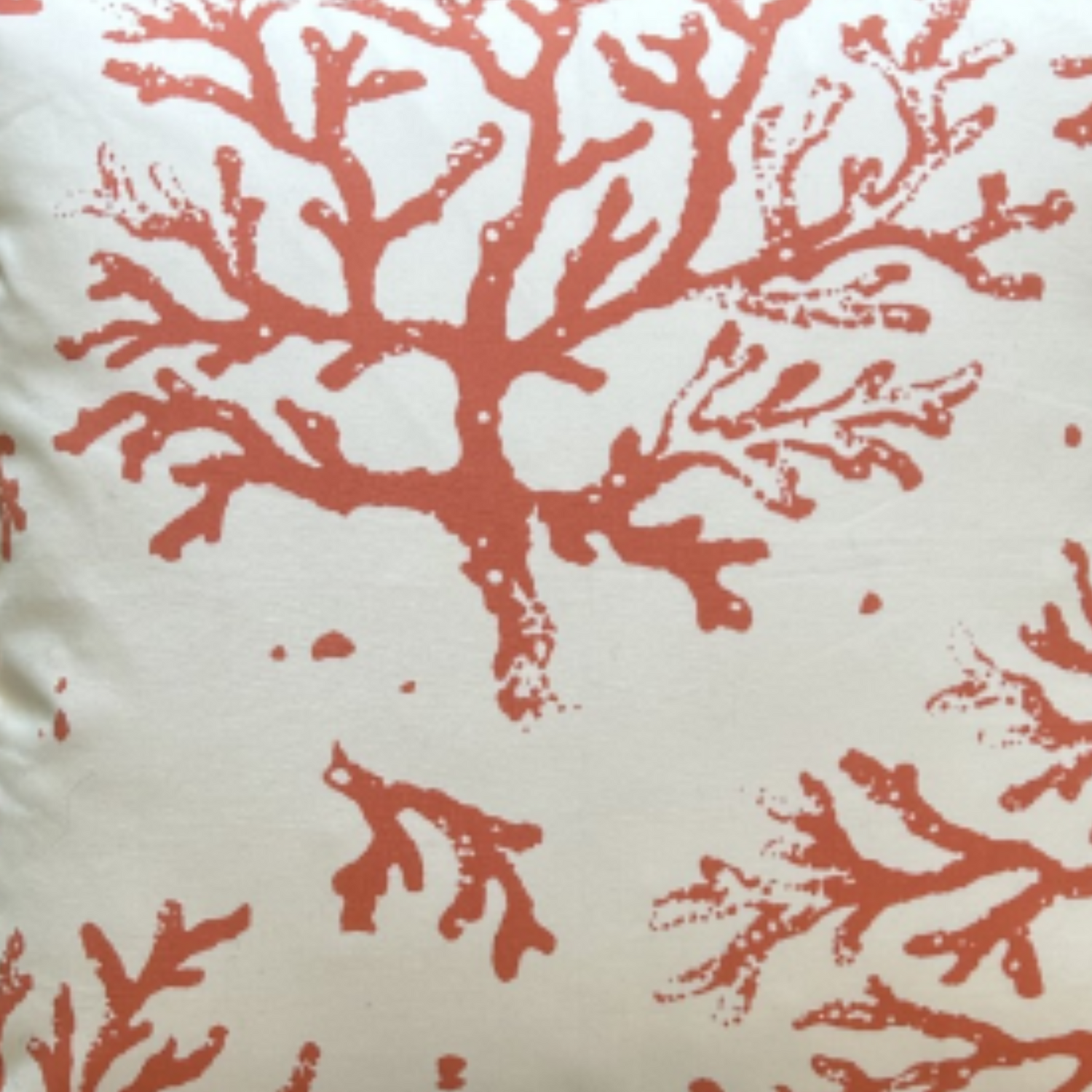 Dramatic Natural Coral Italian Cotton Print 16 x 16 Designer Pillow with Down Feather Insert