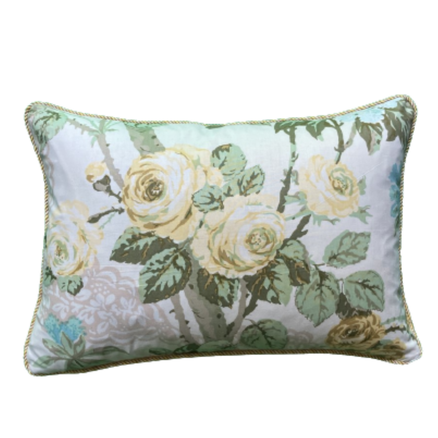 Yellow Roses 14 x 20 Inches Rectangle Lumbar Decorative Pillow with Down Feather Insert