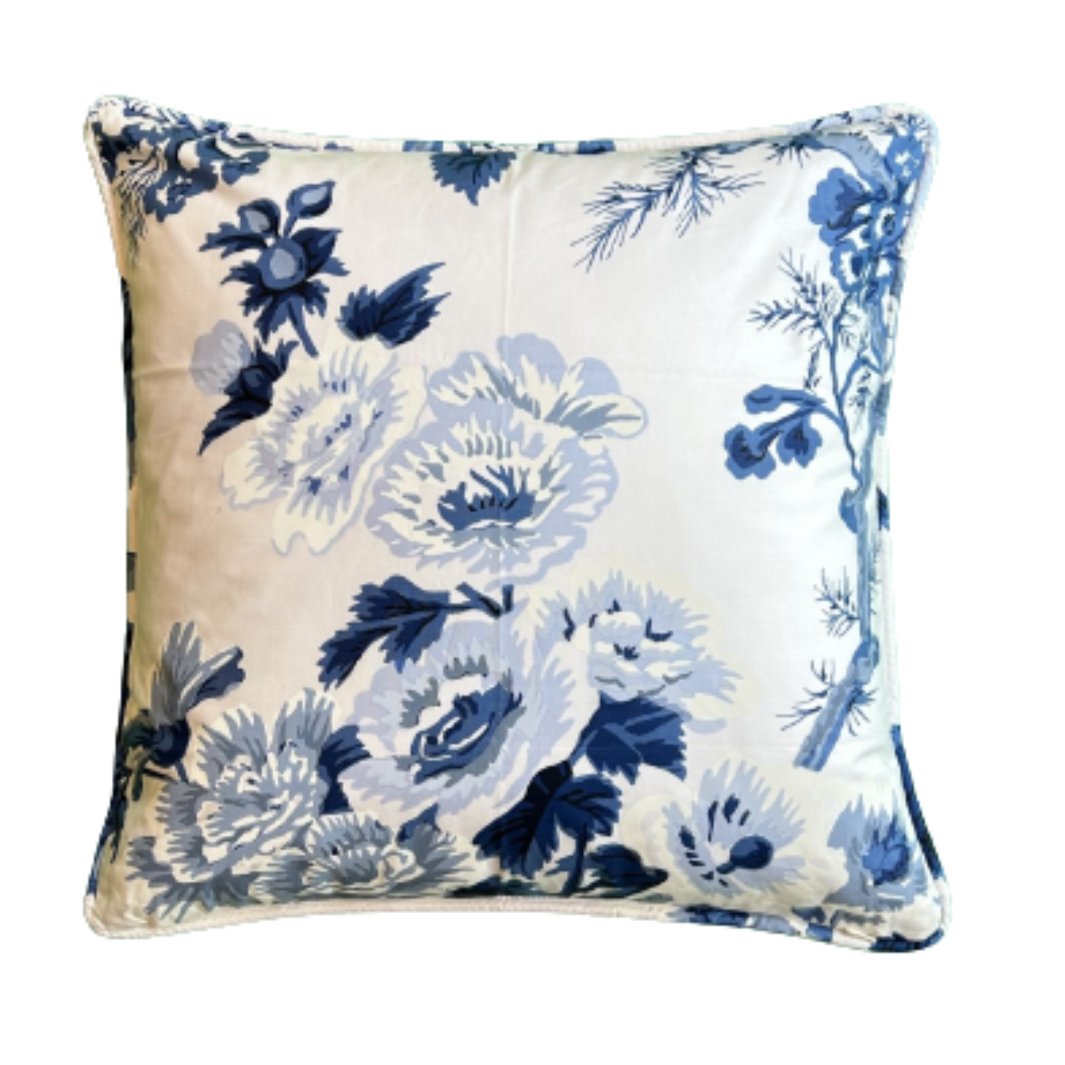Pyne Hollyhock Iconic Print 18 x 18 Square Decorative Pillow with Down Feather Insert