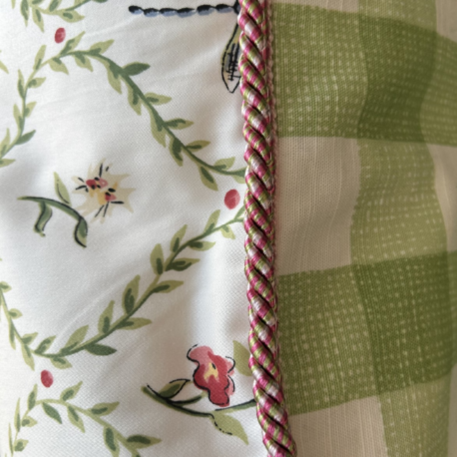 Charming Pink and Green Garden Bugs 24 x 24 Square Designer Pillow Front with Down Feather Insert