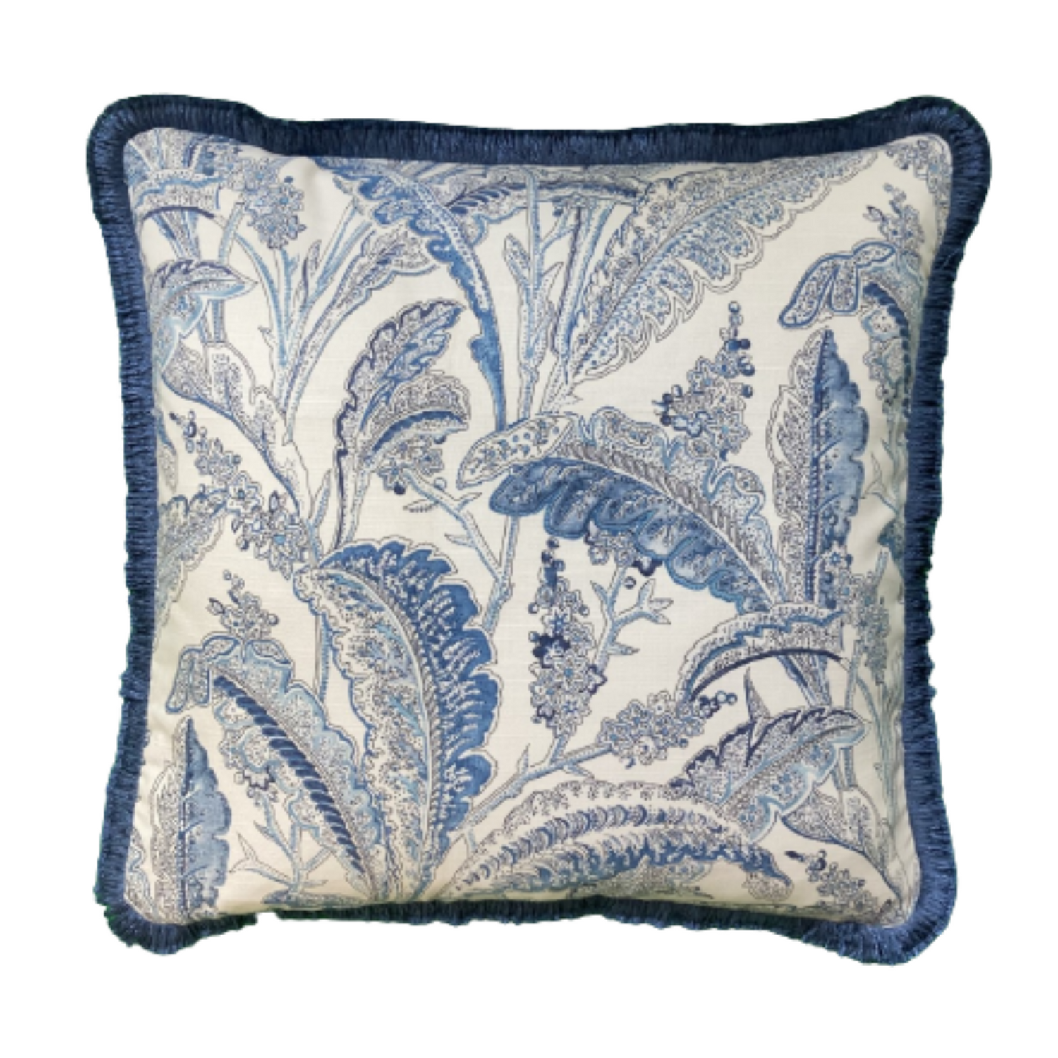 Sanibel Ferns Indigo Blue 20 X 20 Square Decorative Pillow with Down Feather Insert