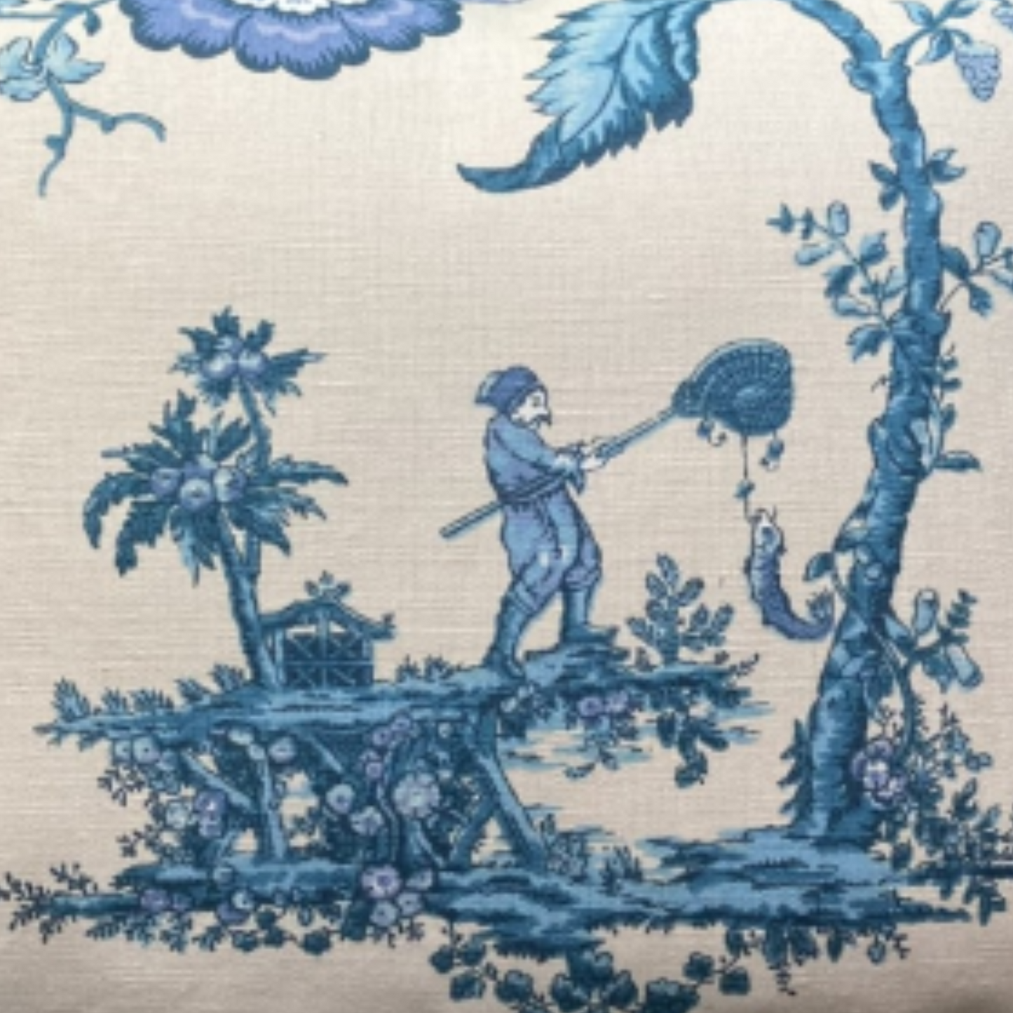 Traditional Chinoiserie Les Pecheurs from Bailey & Griffin with Samuel and Sons Fan Trim 16 X 20 Pillow with Down Feather Insert