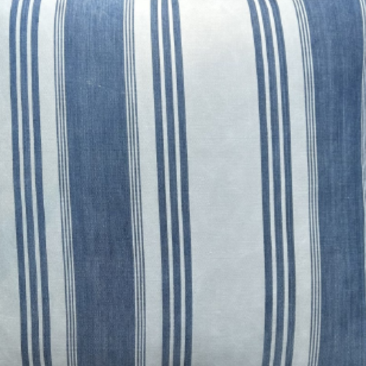 Antique Denim Blue Ticking Stripe 19x19 Decorative Pillow with Down Feather Insert