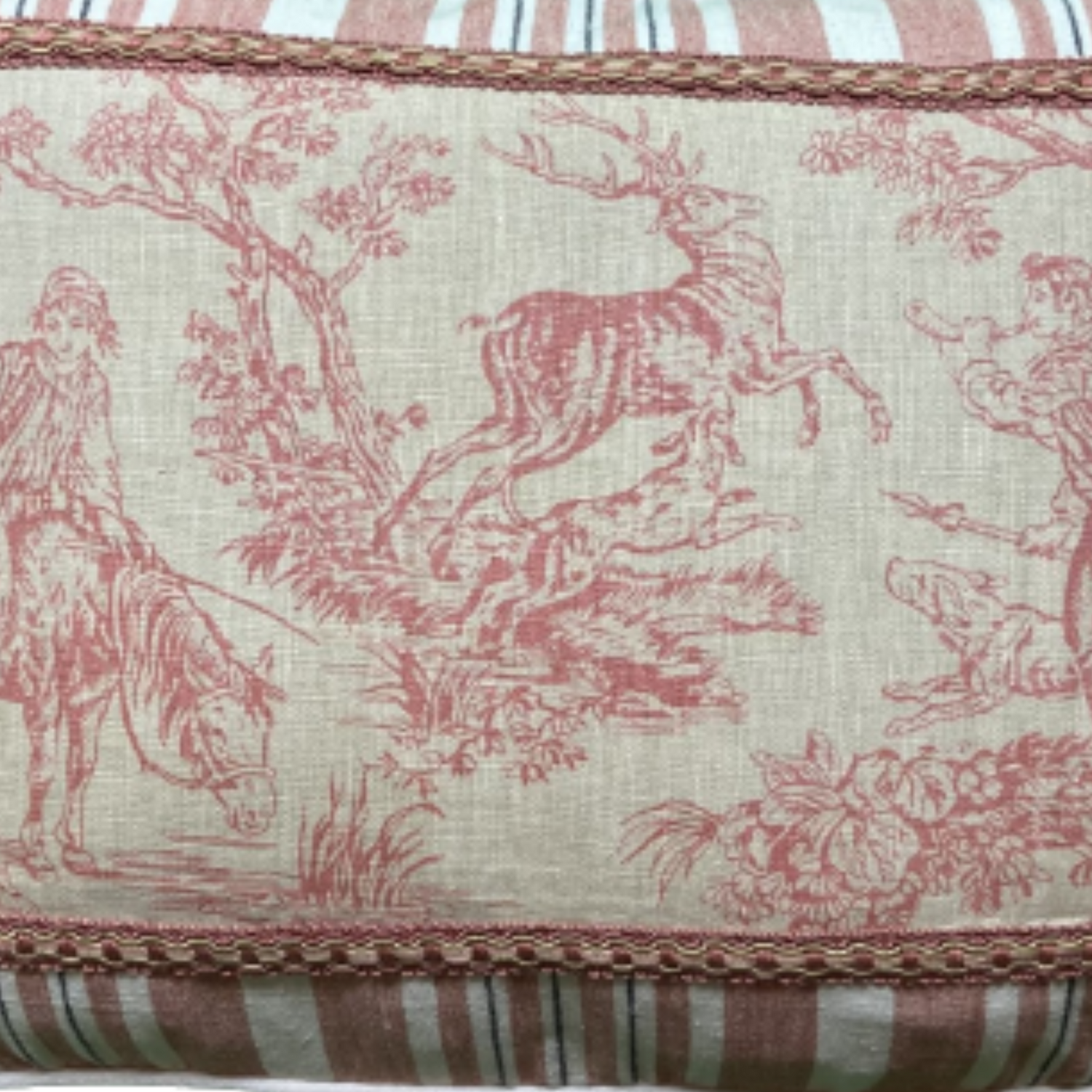 vintage framed toile decorative pillow 16 x 20 with down/feather insert main front side