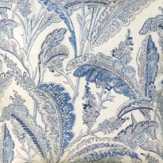 Sanibel Ferns Indigo Blue 20 X 20 Square Decorative Pillow with Down Feather Insert