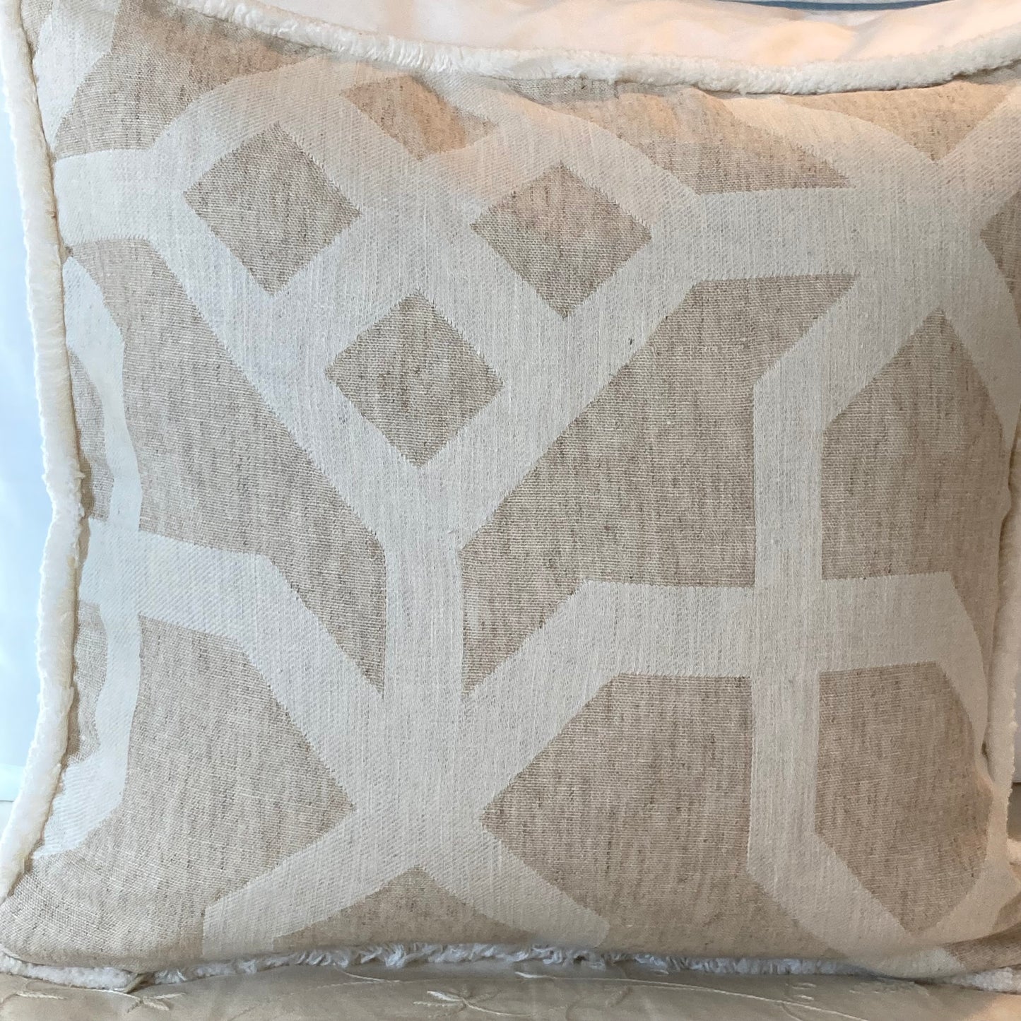 Dramatic White Coral Print on Aqua 16 X 16 Square Designer Pillow with Down Feather Insert