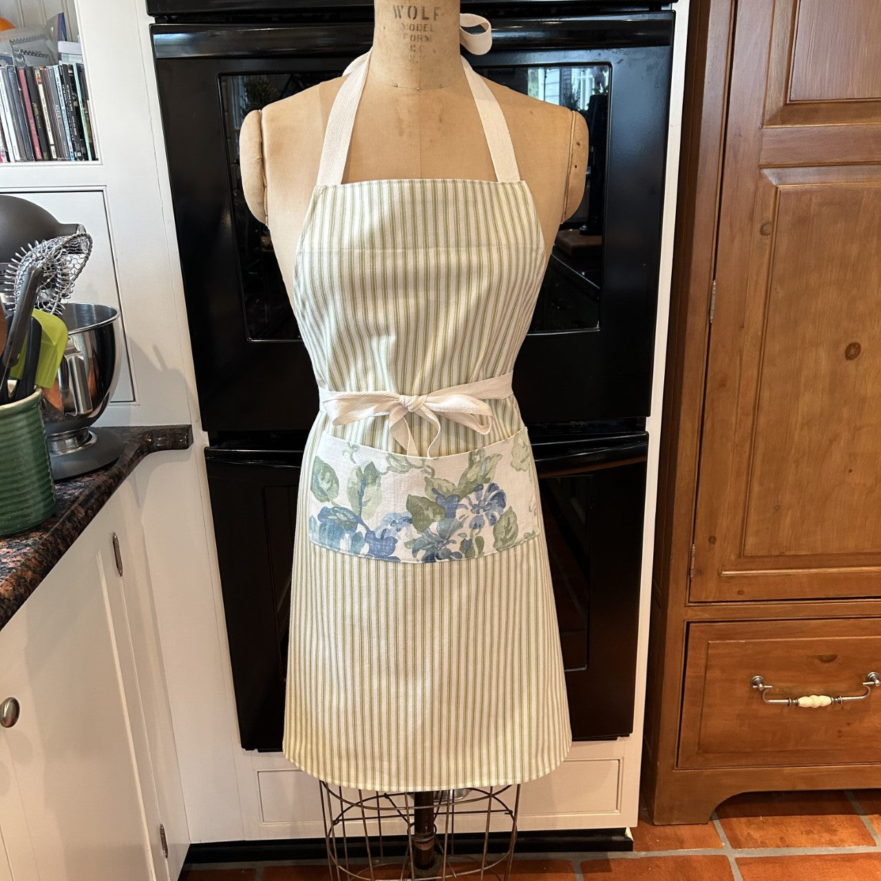 Ticking Stripe Apron - Your Choice of Print