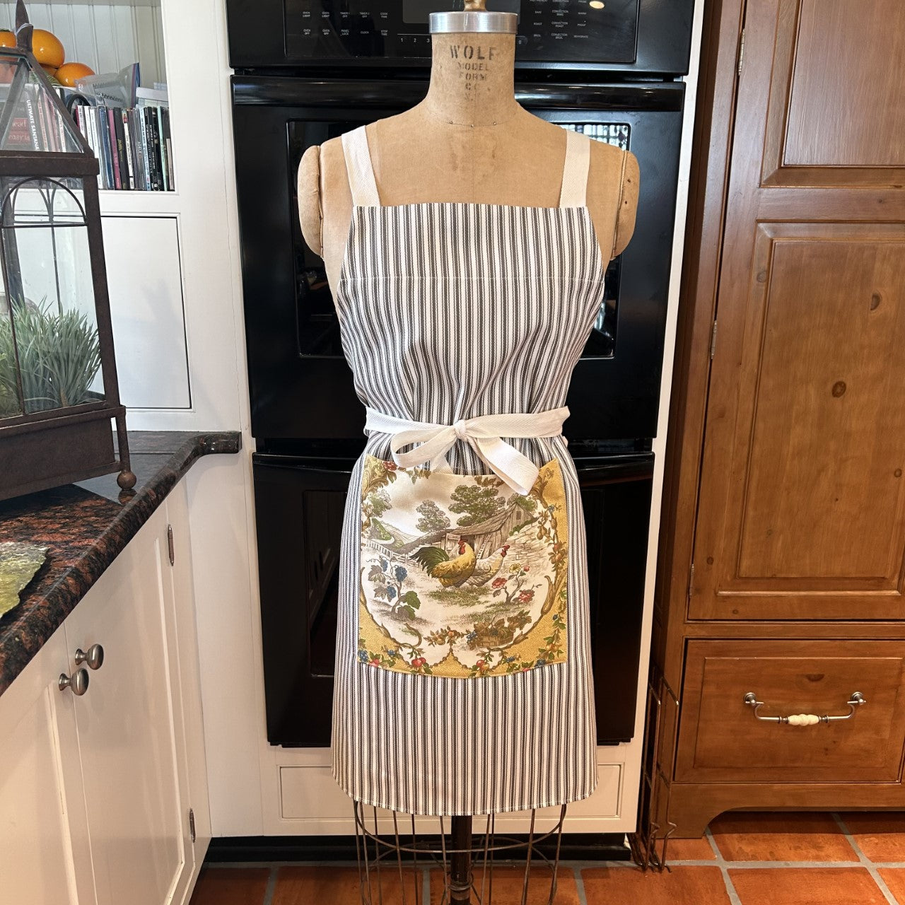 Ticking Stripe Apron - Your Choice of Print