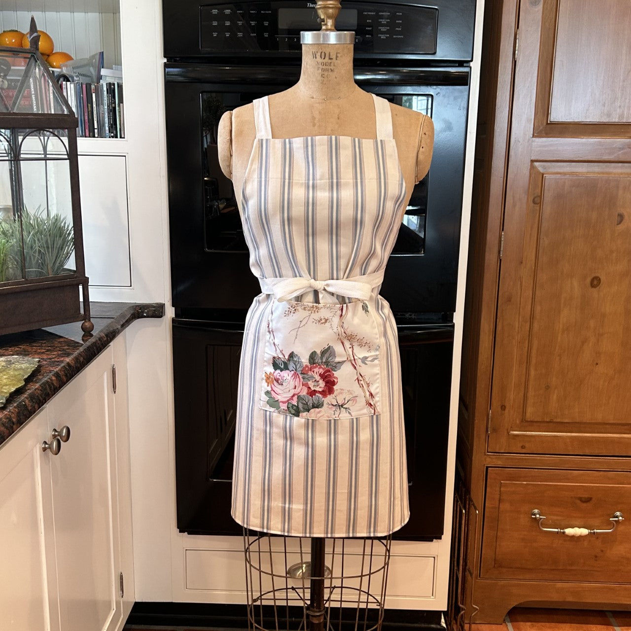 Ticking Stripe Apron - Your Choice of Print