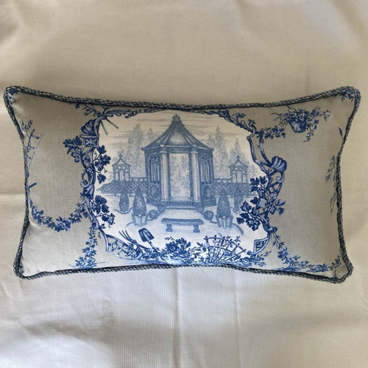 Garden Gazebo Toile 14 x 24 Rectangle Decorative Pillow with Down Feather Insert