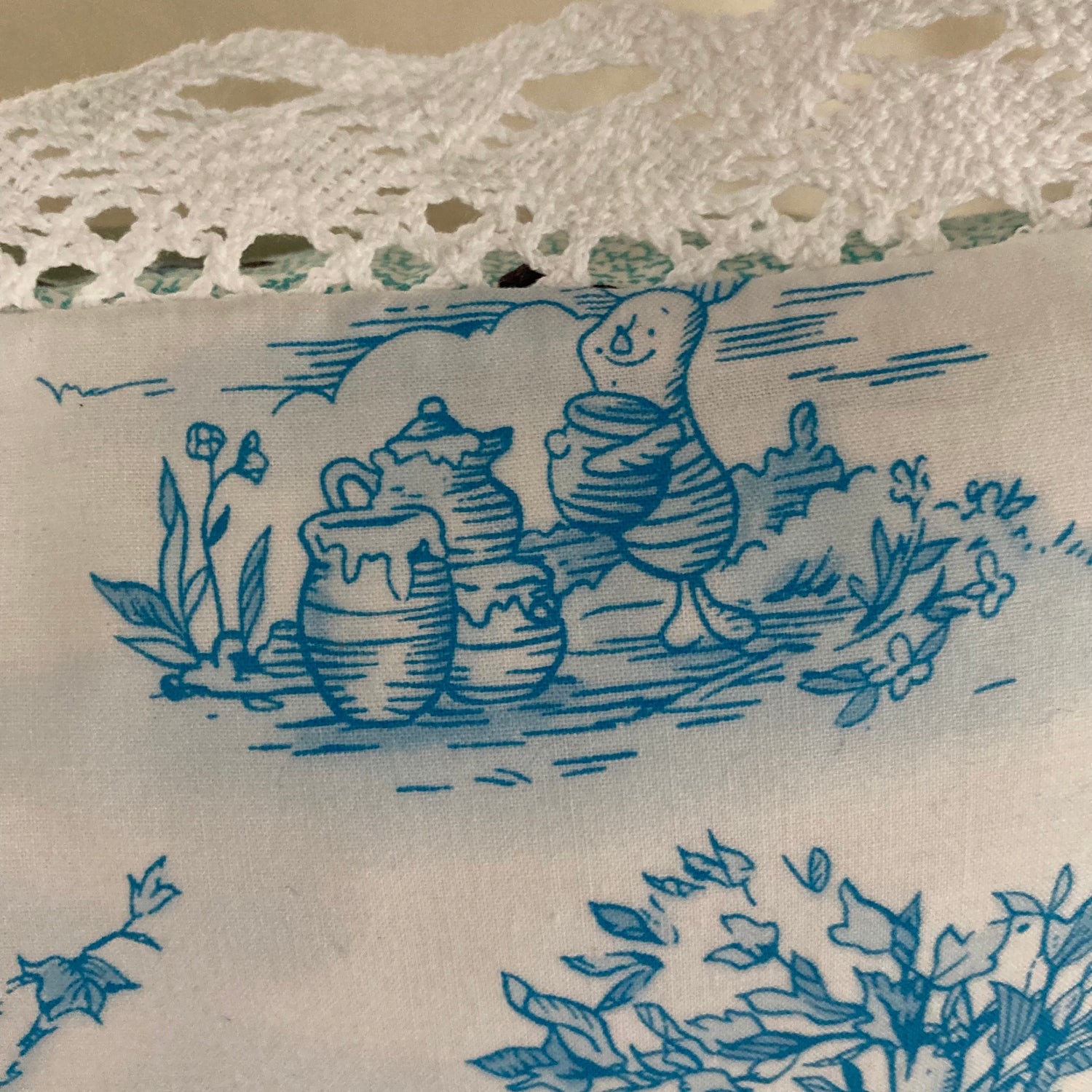 Winnie The Pooh and Friends with Honeybees 15 X 15 Square Decorative Pillow Detail with Down Feather Insert