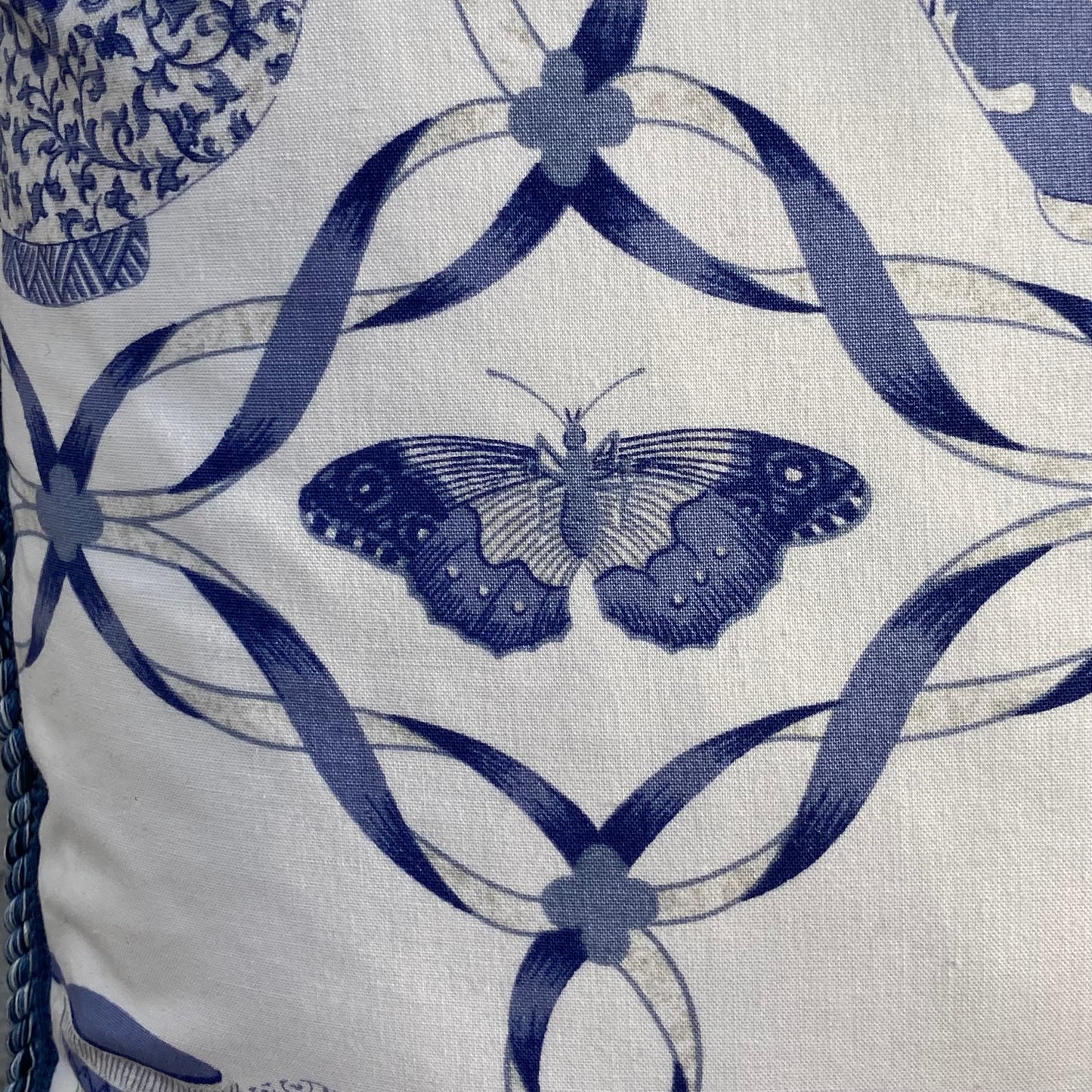 Terbaldi Butterflies and Pottery 19 x 19 square Inches Designer Pillow Close up with Down Feather Insert