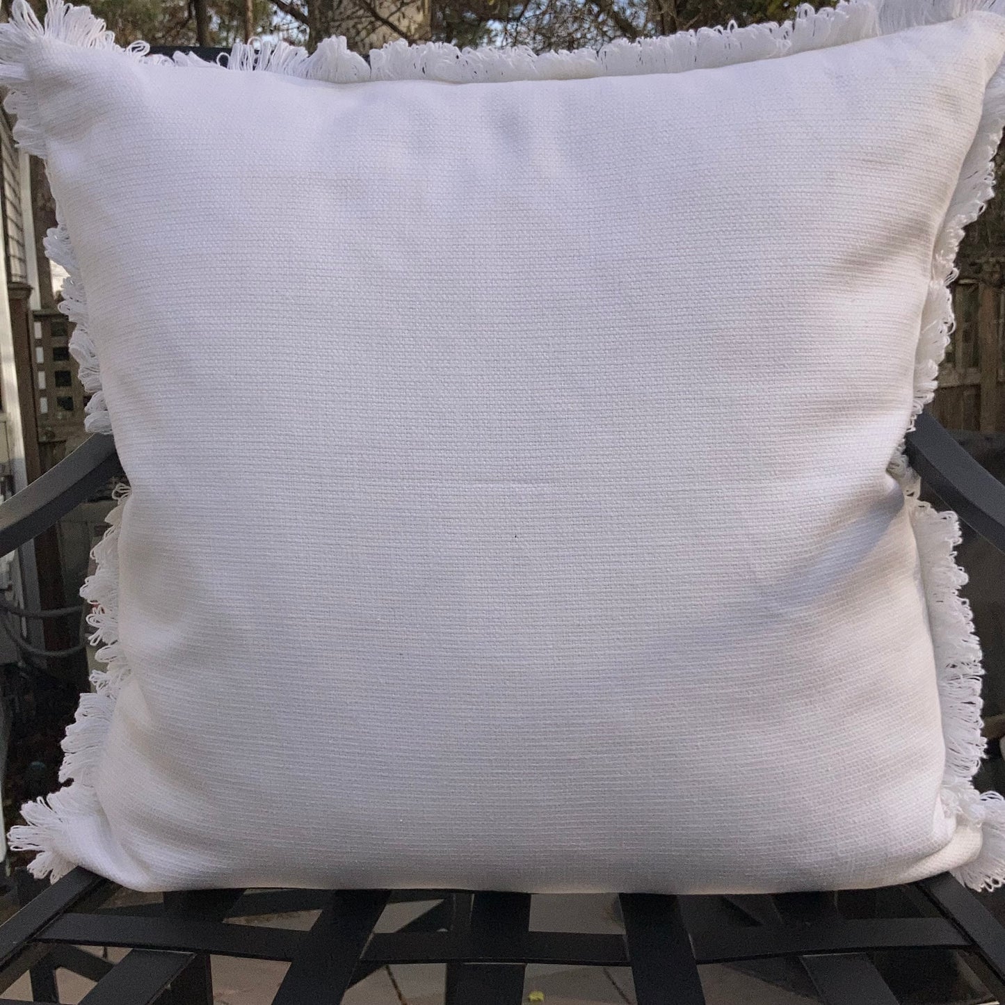 Goa Blue and White Square Designer Pillow Back 22 X 22 Square with Down Feather Insert