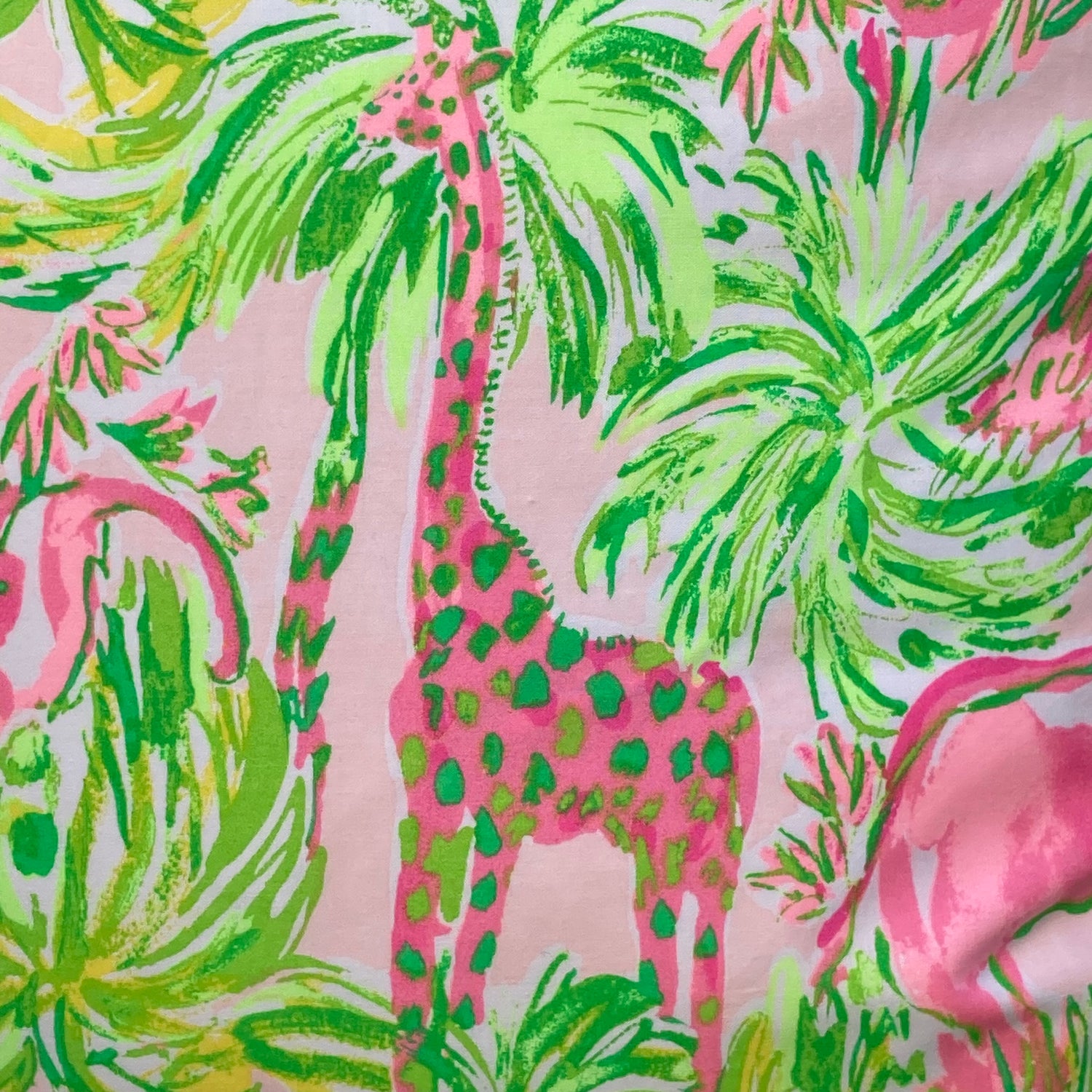 Lilly Jungle Retro Pink and Green with 60’s Boho Poms 17 X 17 Square Designer Throw Pillow with Down Feather Insert