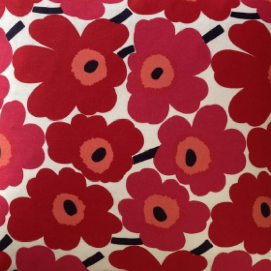 Marimekko Unikko Poppy 18 x 18 Square Decorative Pillow with Down Feather Insert