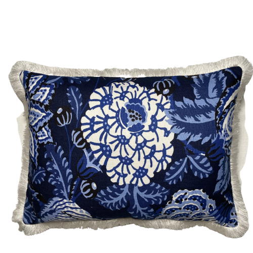 Mitford Blue and White 17 X 23 Rectangle Lumbar Designer Pillow with Down Feather Insert 