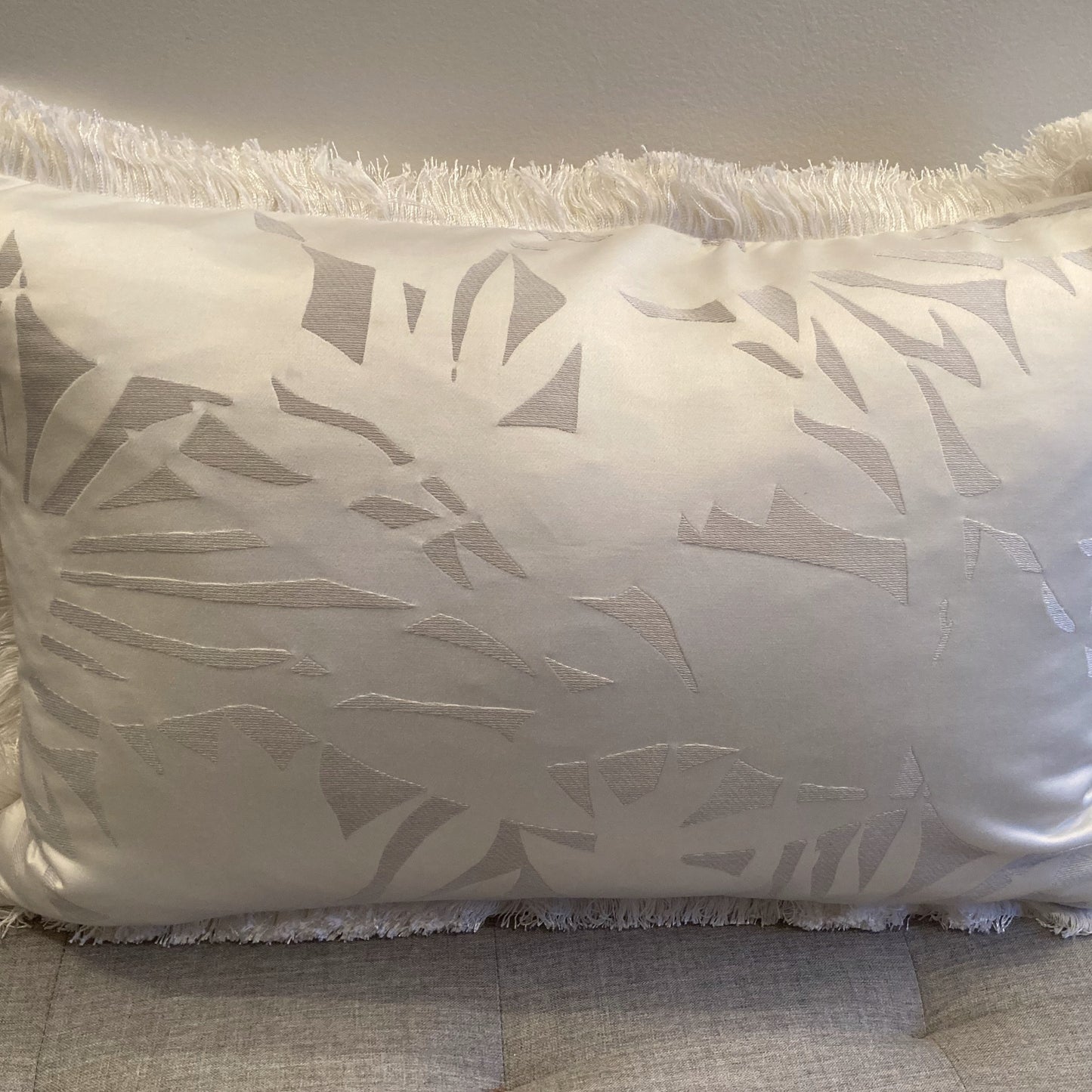 Nights In White Satin Front Glam Toss Pillow 15 X 23 Rectangle Pillow with Down Feather Insert