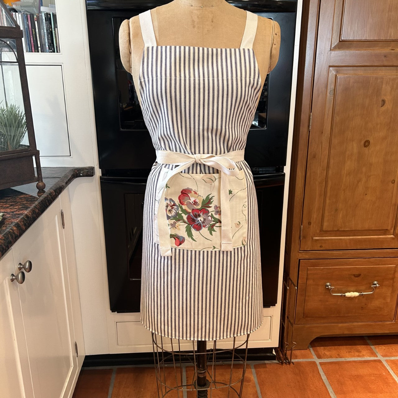 Ticking Stripe Apron - Your Choice of Print