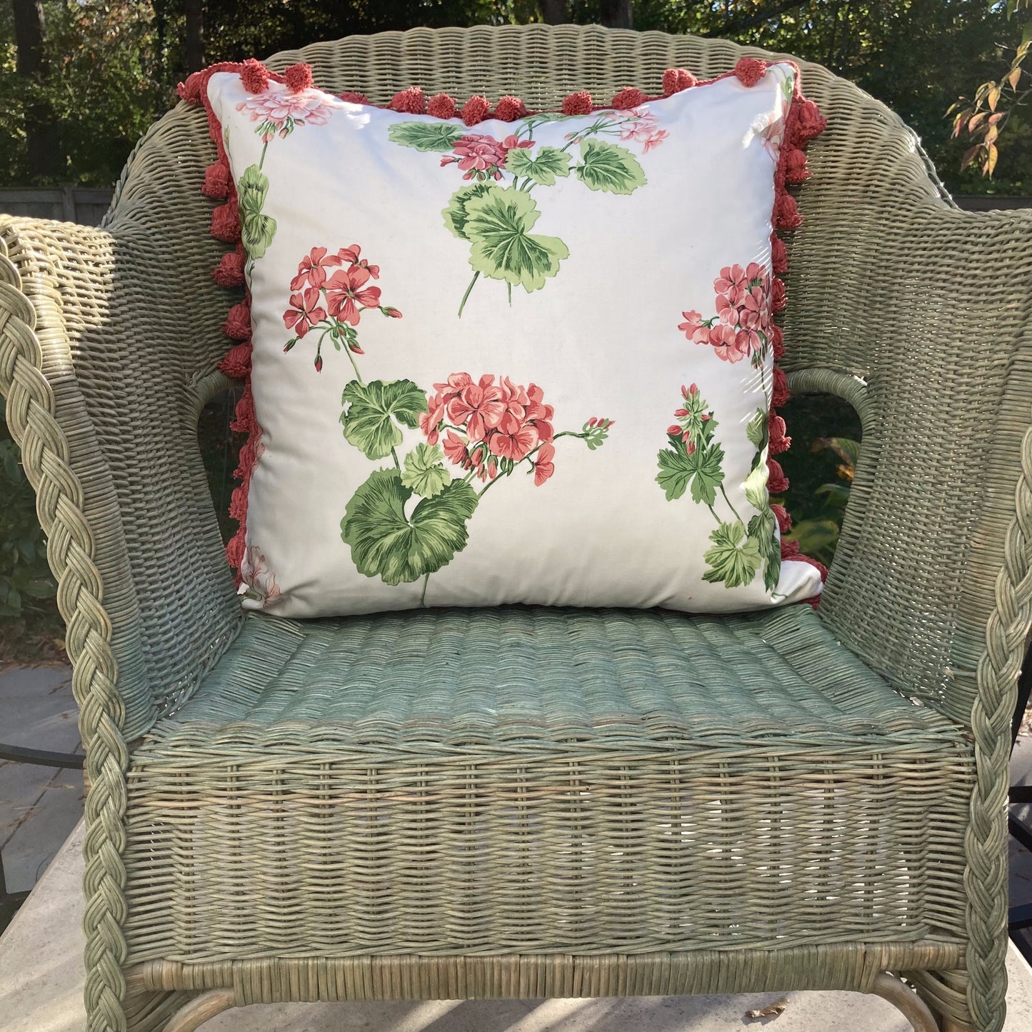 Red Geranium 22 x 22 Inches Decorative Designer Pillow Front with Down Feather Insert