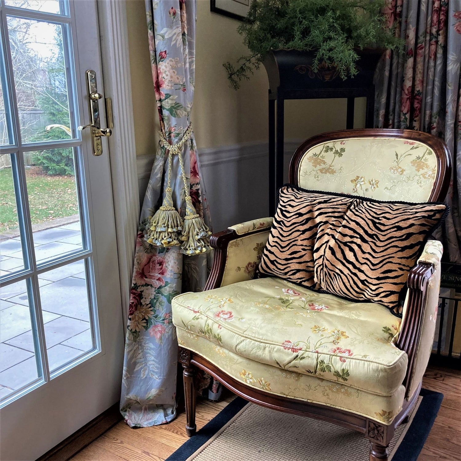 Velvet Bengal Tiger Stripe 15 X 23 Rectangle Lumbar Designer Accent Pillow with Down Feather Insert